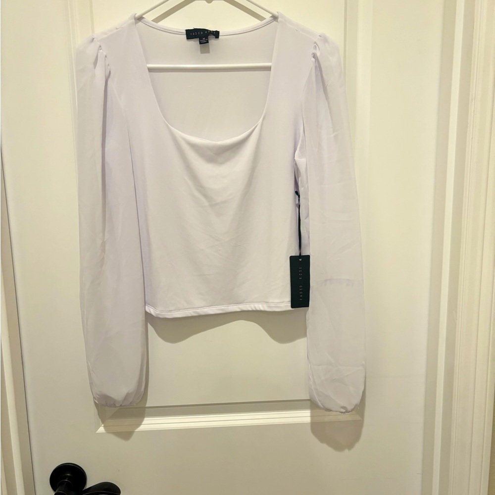 Faded Rose Sheer White Top‎ Size Medium NWT
